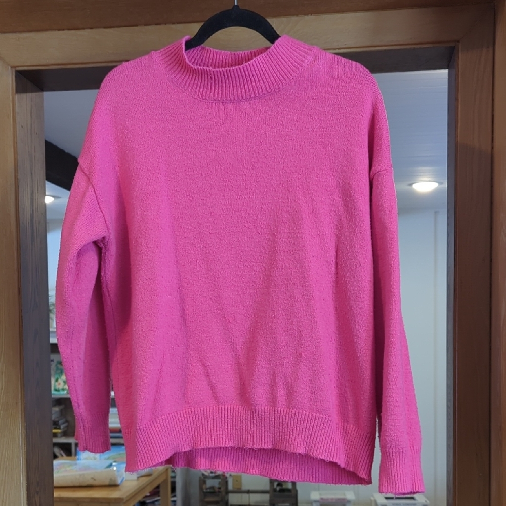SHEIN Bold Pink Crew Neck Sweater